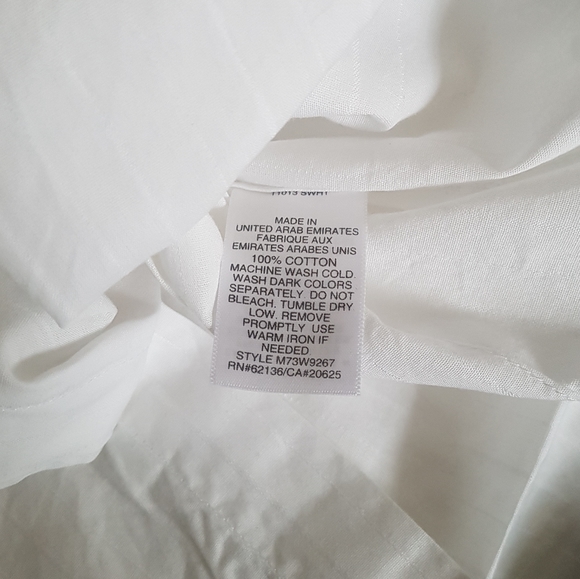 NWT GUESS Mens White Button Up Shirt with White on White Stripes - Size Large - Picture 5 of 6